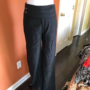 Anthropologie black linen wide leg trouser pants